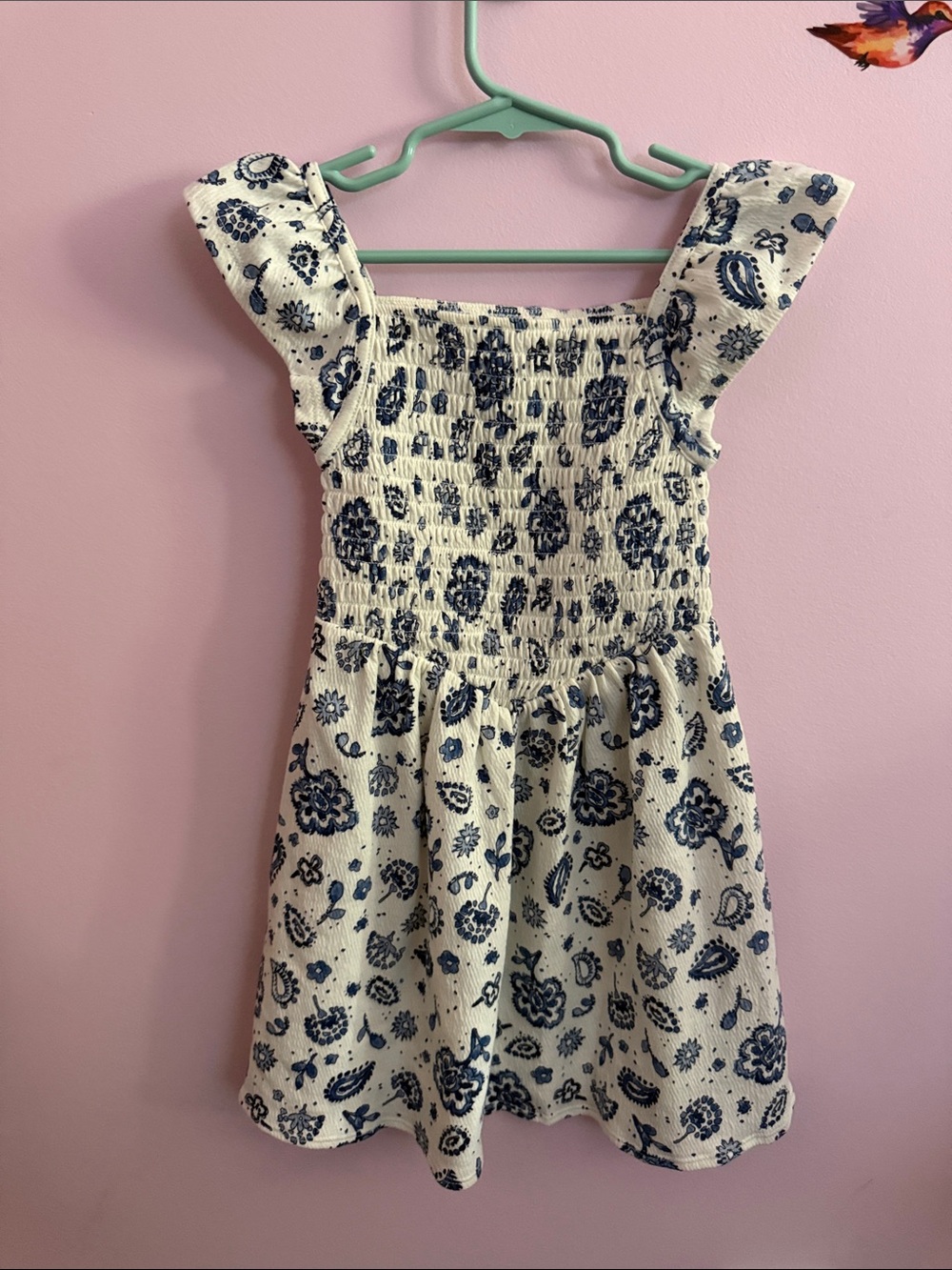 OshKosh B'gosh Cream Dress with Navy Floral Print